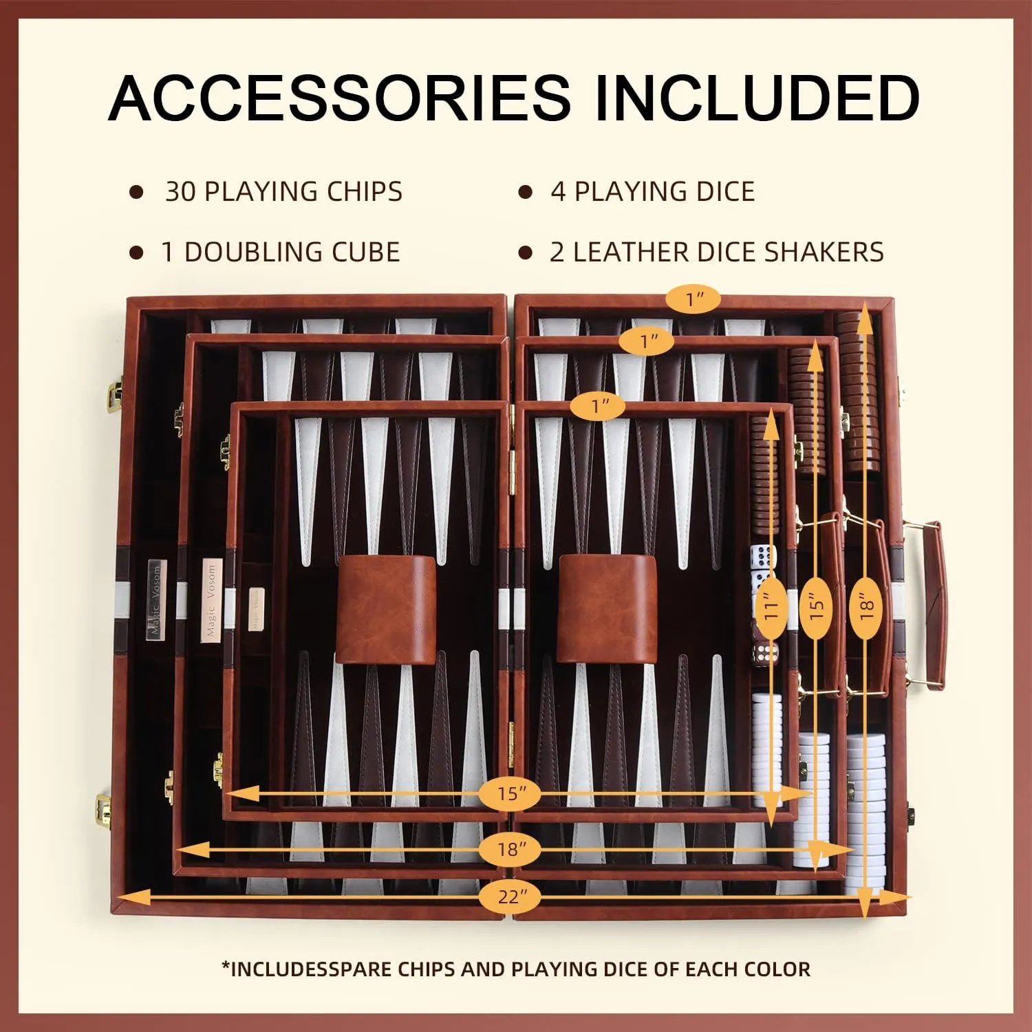 Travel Small 11 Inch Backgammon Set Classic Board Game with Leather Make Board Gift Package, Portable Strategy Game Set for Adults, Kids (Brown, Small)