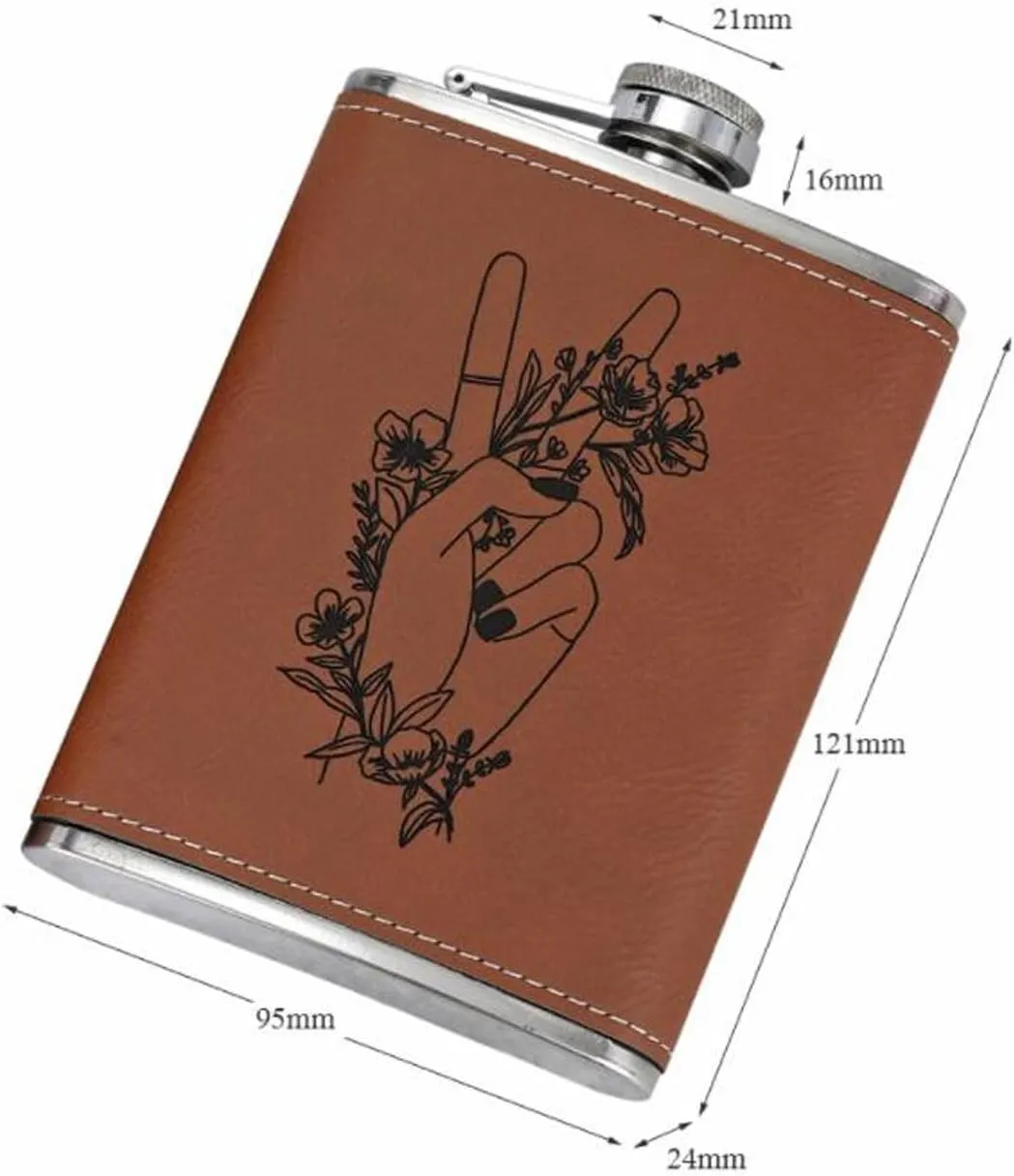 Travel Small Flasks Stainless Steel Flasks with Funnel Wedding Party Birthdays 8Oz Portable Flasks for Liquor for Men Women(E)