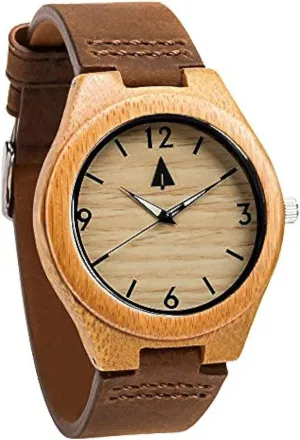 Treehut Wooden Watches for Men, Japanese Miyota Movement, Stylish Exotic Wrist Watch with Adjustable Stainless Steel Buckle, Leather Straps, Watch Made Real Bamboo Wood, Relojes para Hombre