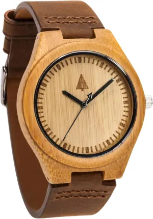 Treehut Wooden Watches for Men, Japanese Quartz Movement, Stylish Exotic Wrist Watch with Adjustable Stainless Steel Buckle, Leather Straps, Watch Made Real Wood, Relojes para Hombre