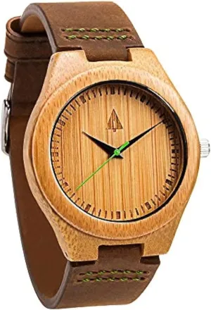 Treehut Wooden Watches for Men, Japanese Quartz Movement, Stylish Exotic Wrist Watch with Adjustable Stainless Steel Buckle, Leather Straps, Watch Made Real Wood, Relojes para Hombre