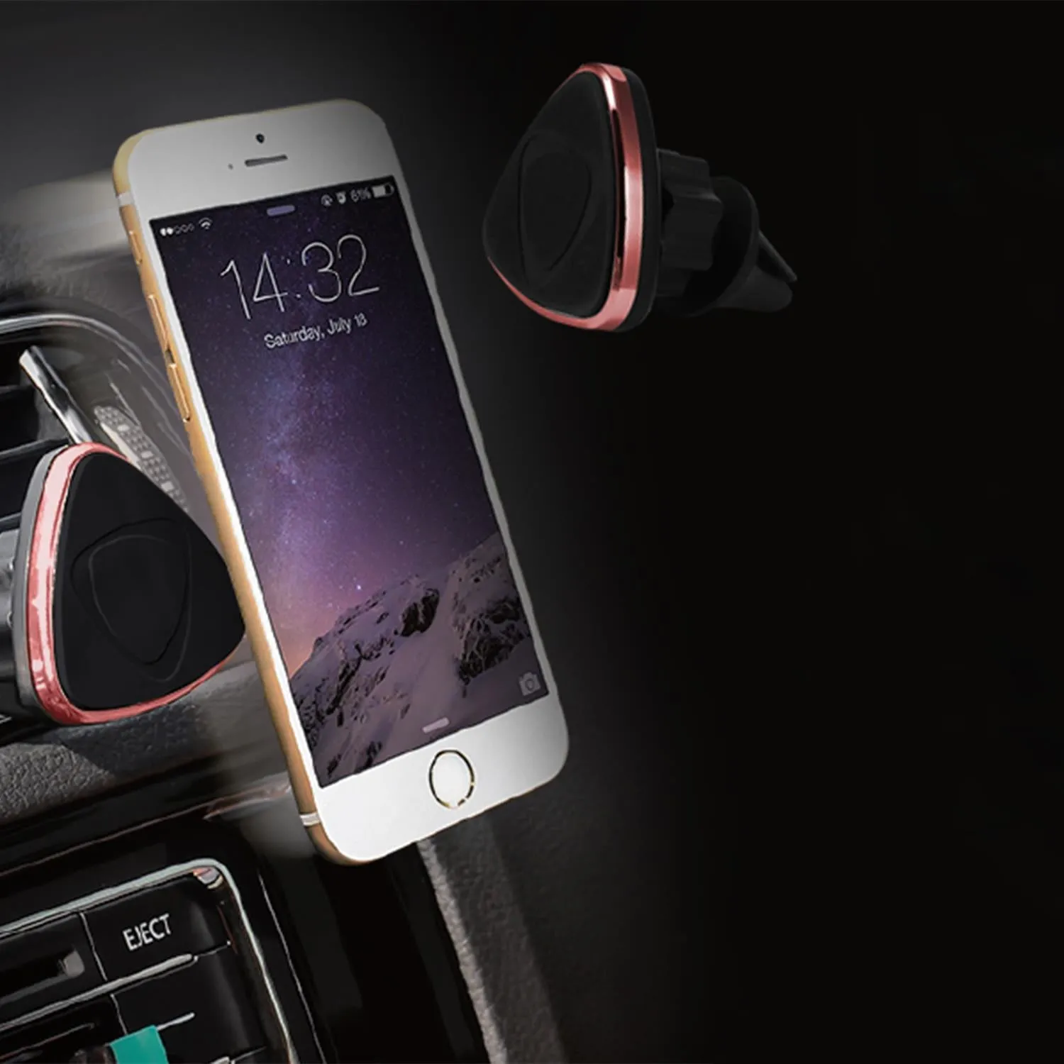 Triangle Magnetic Car Holders Compatible with all smartphone models Rose Gold