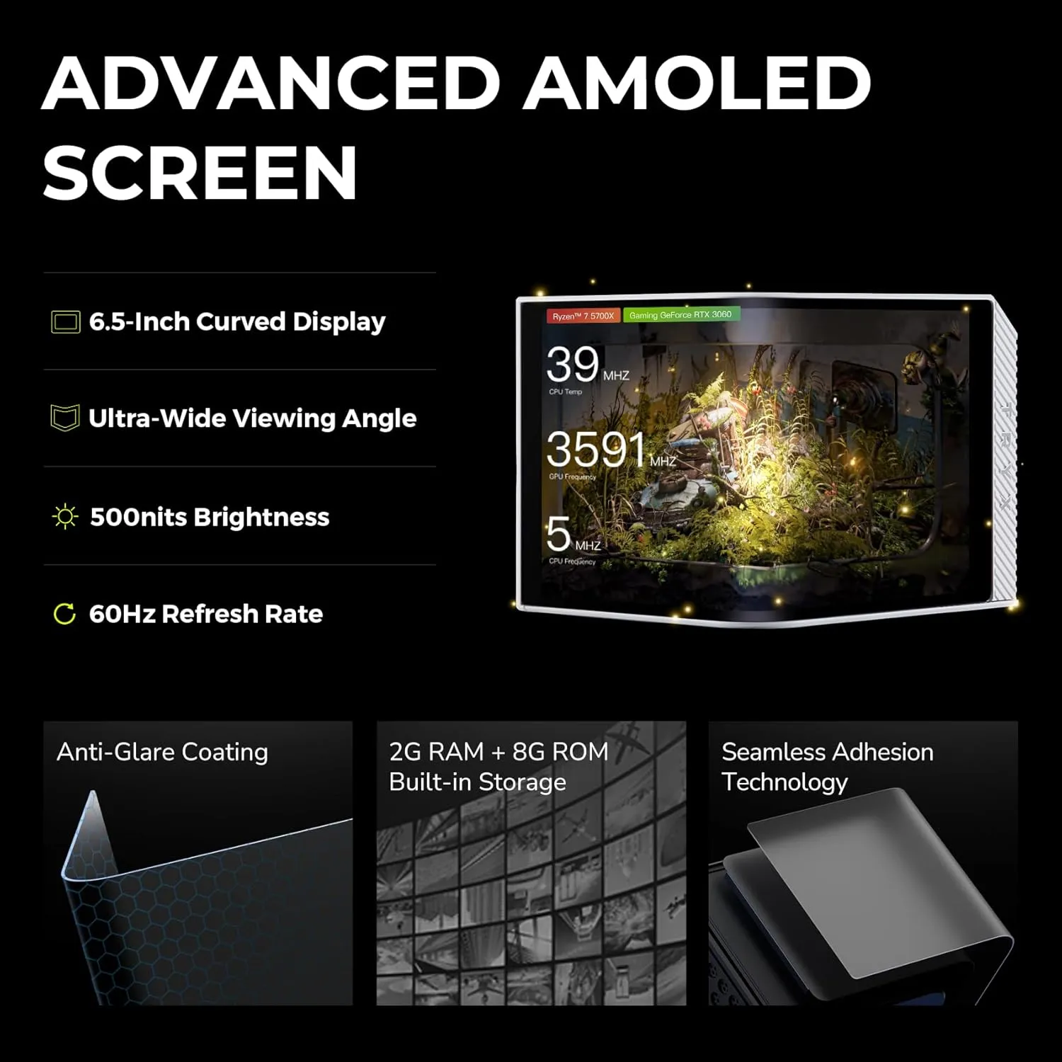 TRYX Panorama 360 ARGB White 360mm AIO 6.5'' AMOLED Curved Screen 3D Anamorphic Effect Customizable AIO Cooler 360mm Asetek 8th Gen V2 320w TDP Magnetic ARGB Fan Intel LGA 1851/1700 AMD AM5/AM4