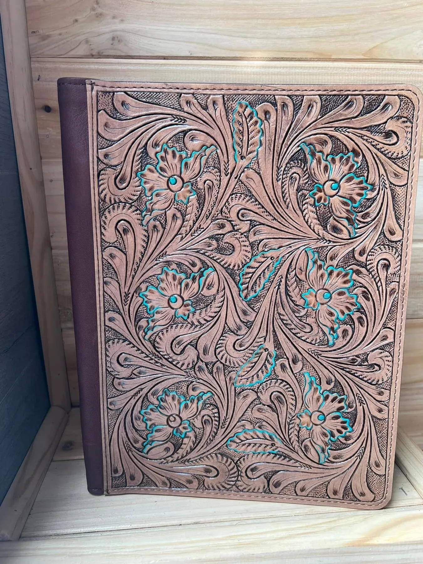 Turquoise Tooled Leather Portfolio