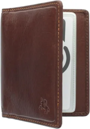 Tuscany Collection Camper Leather Bifold Card Holder- RFID Protection (Brown)