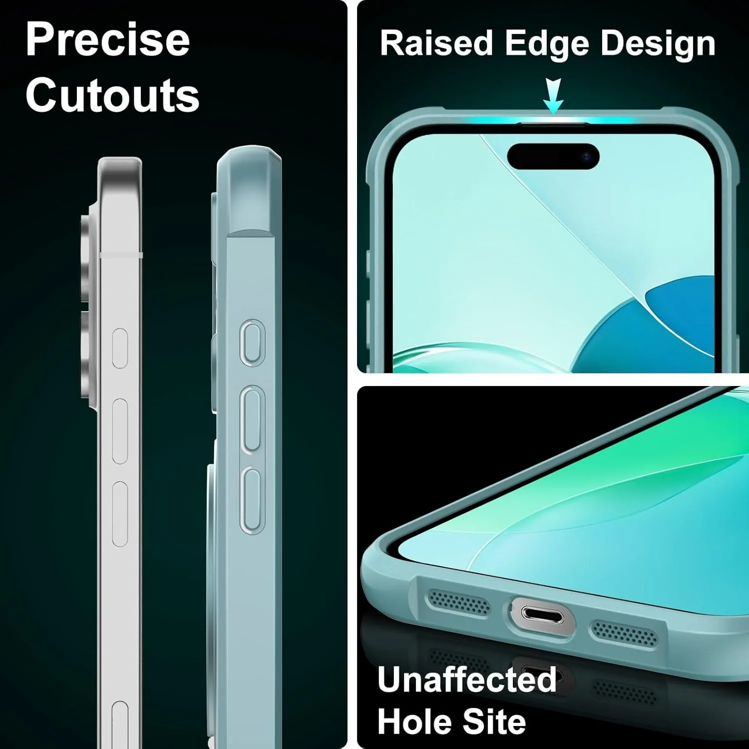 UMIONE 360° Rotatable Magnetic Ring Design for iPhone 16, Built-in Invisible Loop Stand, Compatible with Magsafe, Translucent Ultra Slim Military Grade Shockproof Case - Green