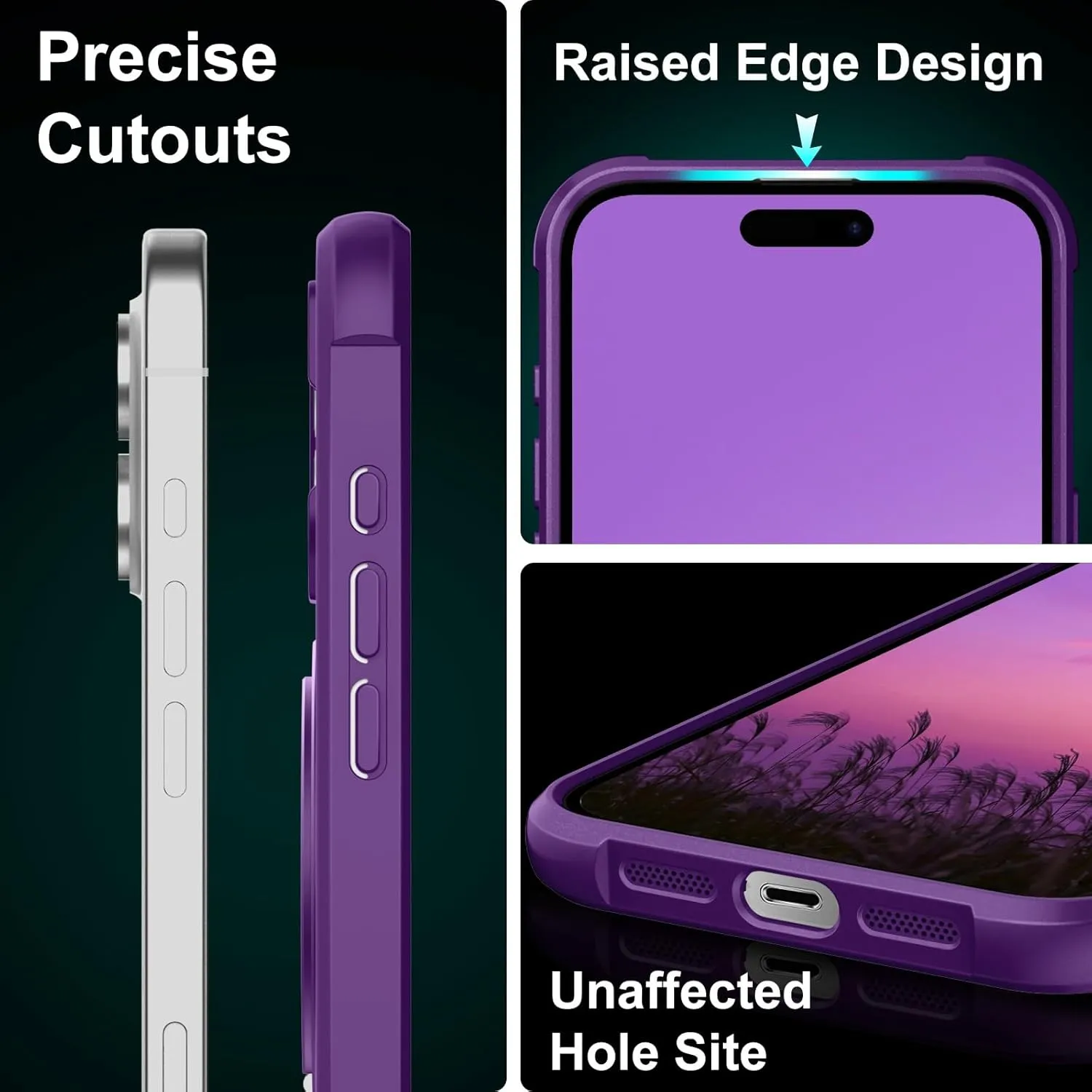 UMIONE 360° Rotatable Magnetic Ring Design for iPhone 16, Built-in Invisible Loop Stand, Compatible with Magsafe, Translucent Ultra Slim Military Grade Shockproof Case - Purple