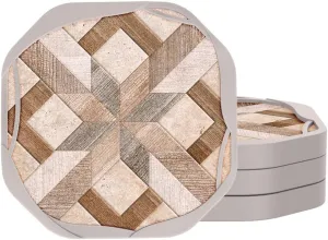 UMIRRO Absorbent Felt Coasters for Drinks, Rustic Farmhouse Cup Coaster for Coffee Table Decor, Small Unique Birthday Gift Ideas for Men, Dad, Him, Women Mom, Her, 4", Brown, Set of 4