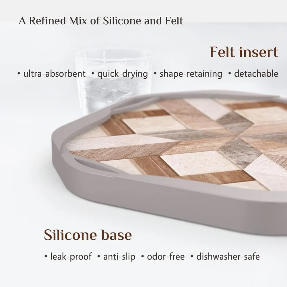 UMIRRO Absorbent Felt Coasters for Drinks, Rustic Farmhouse Cup Coaster for Coffee Table Decor, Small Unique Birthday Gift Ideas for Men, Dad, Him, Women Mom, Her, 4", Brown, Set of 4