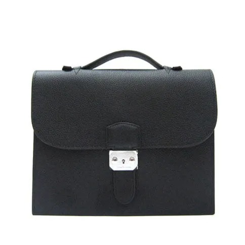Unisex Briefcases Private sale Leather H1048 Black Hermes Built-in features Cow