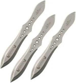United Cutlery Gil Hibben Hall of Fame Throwing Knife Set – Three Piece Set, One Piece Stainless Steel Construction, Perfectly Balanced – Master the Art of Knife Throwing – 8 1/2" Overall Each