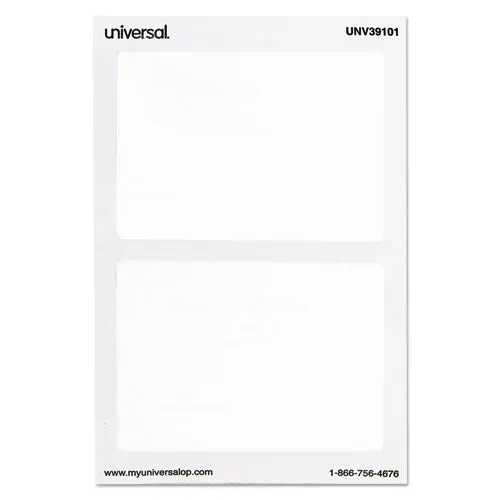 Universal® Plain Self-Adhesive Name Badges, 3 1/2 X 2 1/4, White, 100/pack