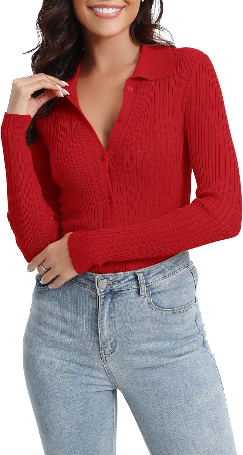 Urban CoCo 2024 Women's Lightweight Knit Cardigan Sweaters Long Sleeve Open Front Button Down Sweater Shirts