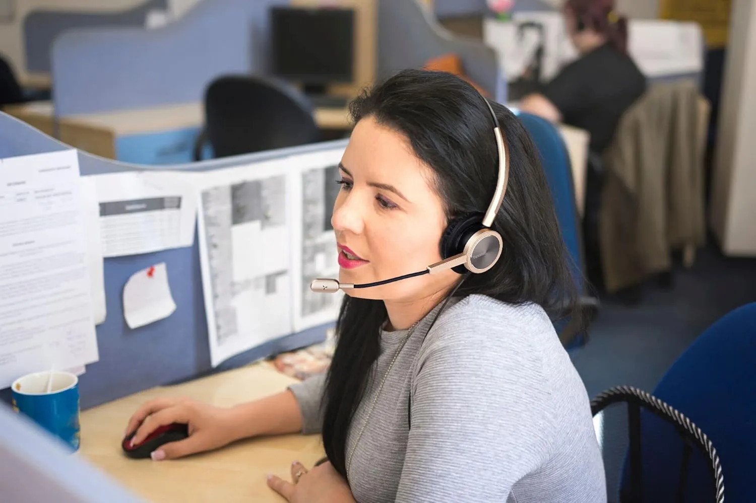 USB Computer Headset with Microphone | Noise Cancelling Mic Mute & Volume Control | for Microsoft Teams/3CX Office & Online Meetings (Y809DGUC, Gold)