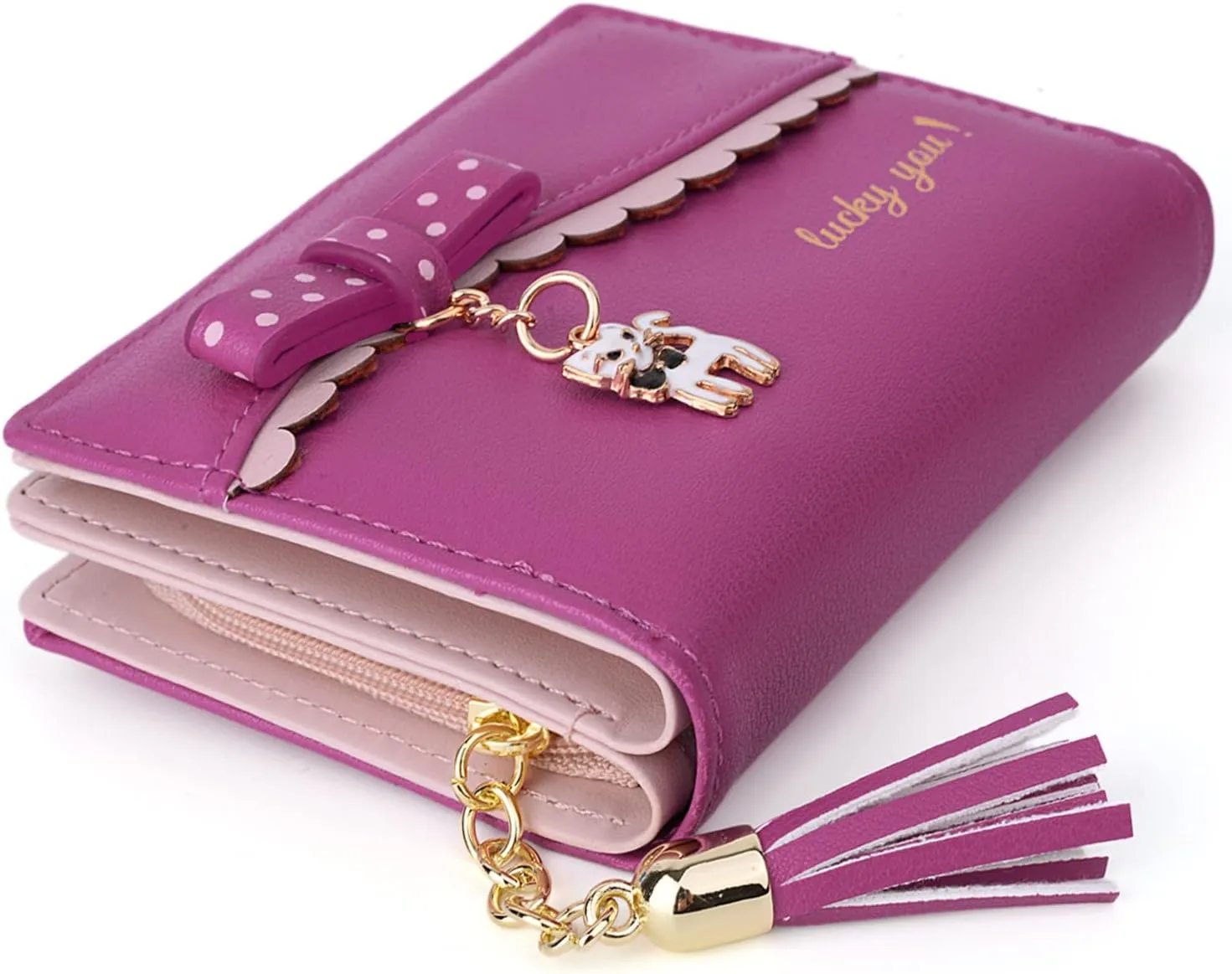 UTO Wallet for Girls PU Leather Card Holder Organizer Women Small Cute Cat Coin Purse