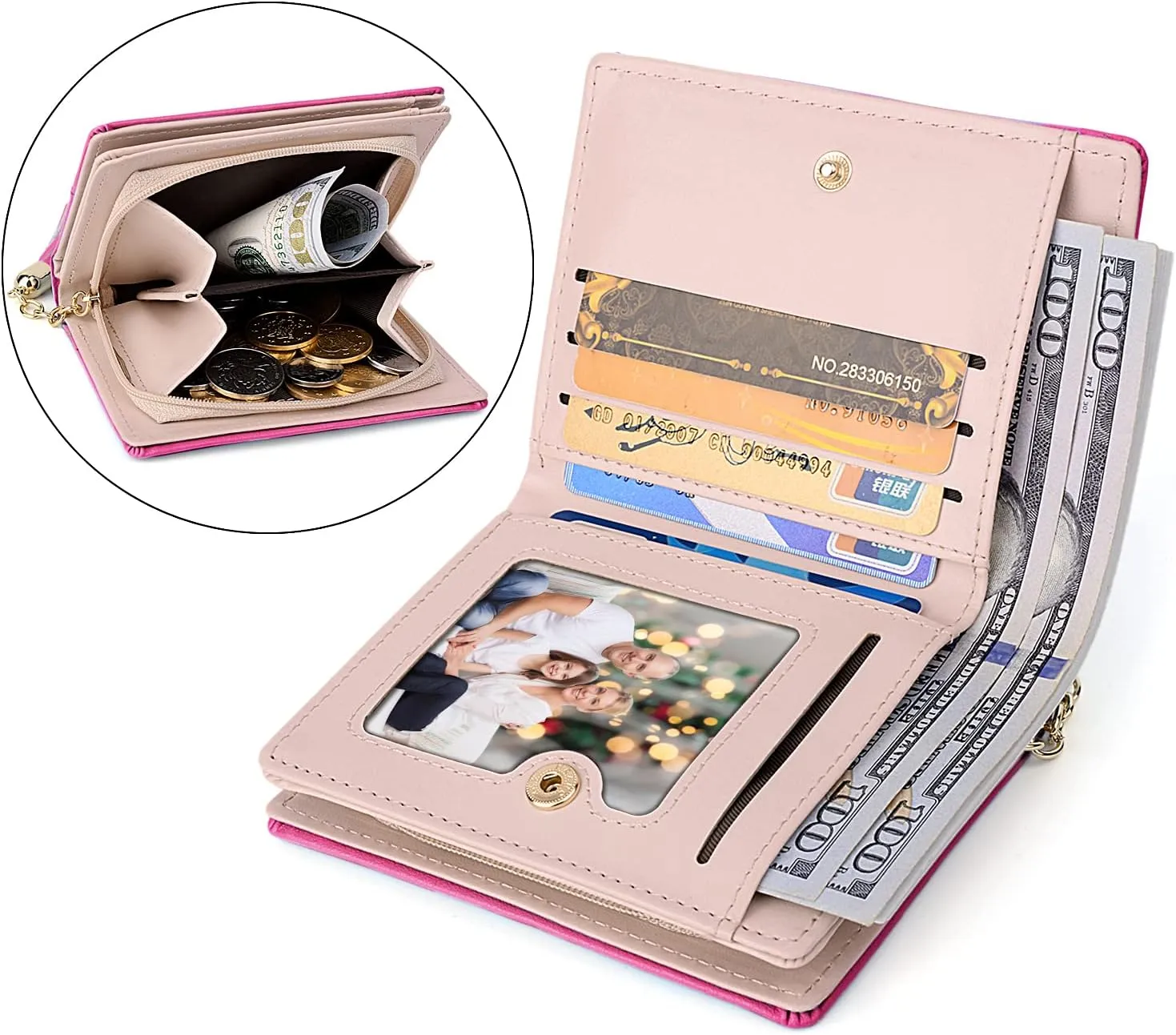 UTO Wallet for Girls PU Leather Card Holder Organizer Women Small Cute Cat Coin Purse