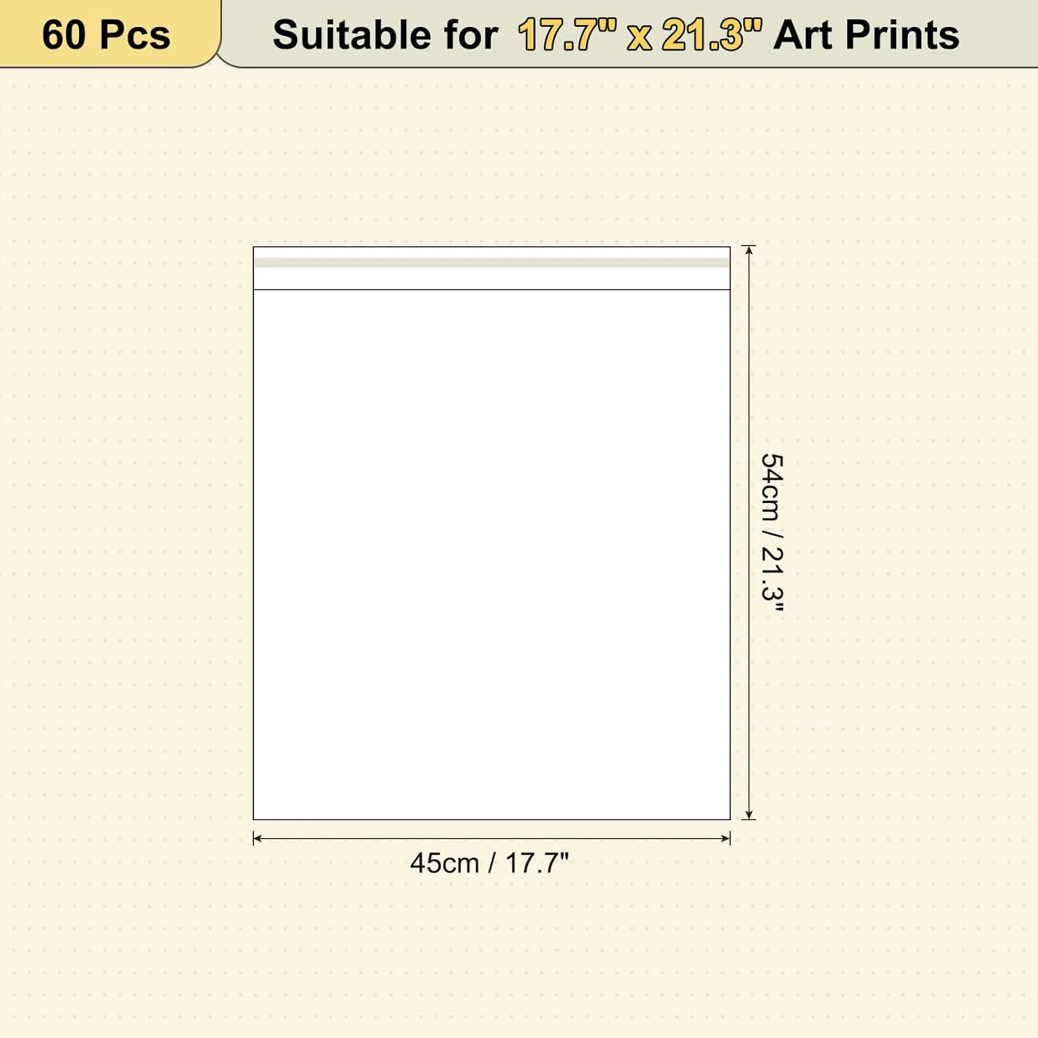 uxcell 21.3"x 17.7" Acid-Free Picture Sleeve, 60 Pack Crystal Clear Photo Sleeves Storage Bags Transparent Sealing Bag for 17.7"x 19.7" Art Prints, Pictures, Photos, Frame Mats Mattes
