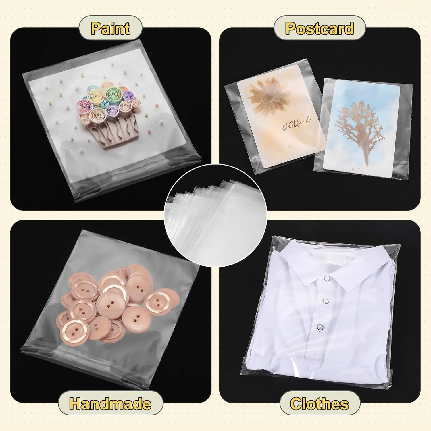 uxcell 21.3"x 17.7" Acid-Free Picture Sleeve, 60 Pack Crystal Clear Photo Sleeves Storage Bags Transparent Sealing Bag for 17.7"x 19.7" Art Prints, Pictures, Photos, Frame Mats Mattes