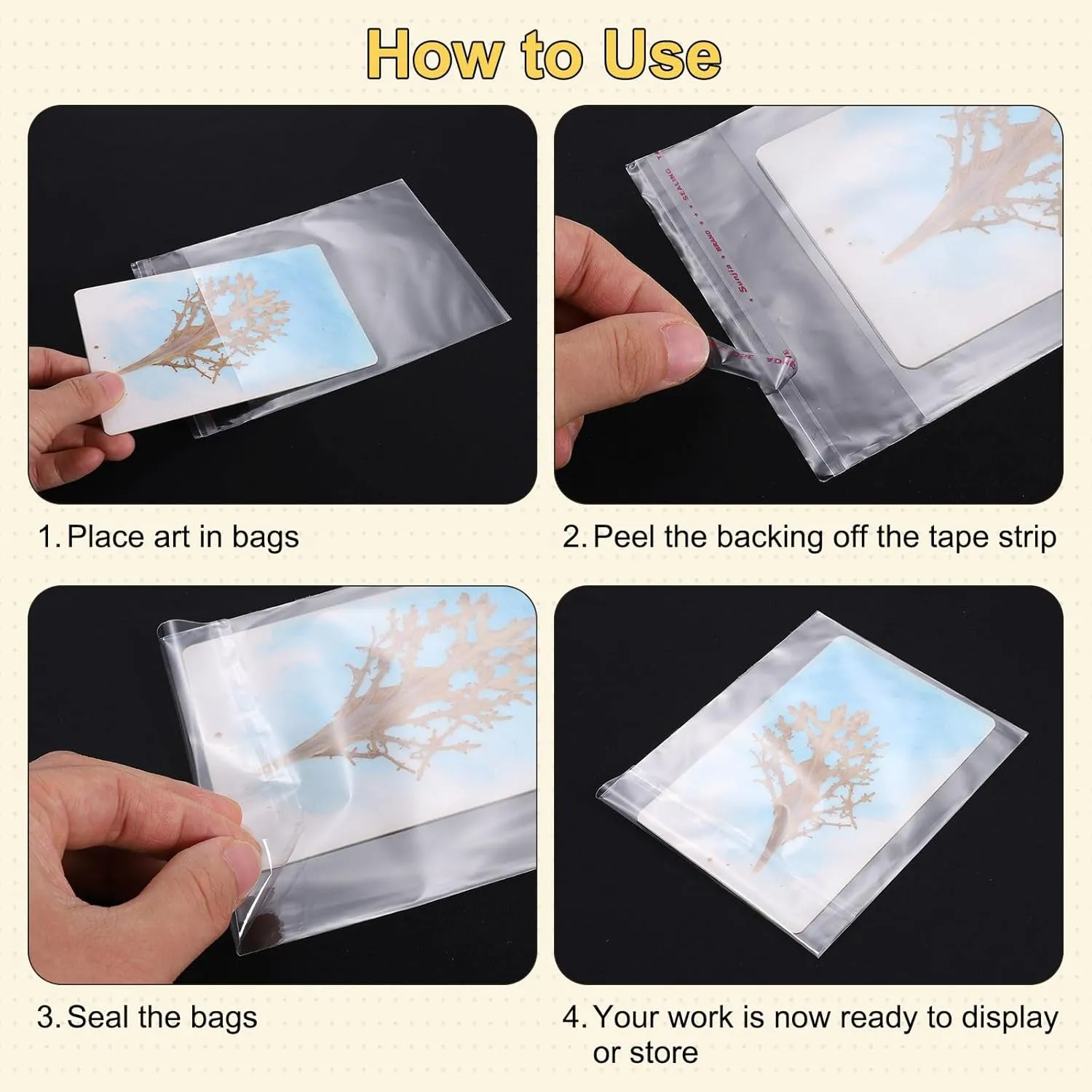 uxcell 21.3"x 17.7" Acid-Free Picture Sleeve, 60 Pack Crystal Clear Photo Sleeves Storage Bags Transparent Sealing Bag for 17.7"x 19.7" Art Prints, Pictures, Photos, Frame Mats Mattes