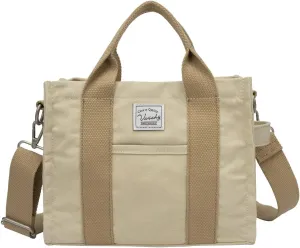 VASCHY Canvas Tote bag, Casual Reusable Work Totes for Women Teachers with Zippers Pockets Crossbody Shoulder Bag Purse