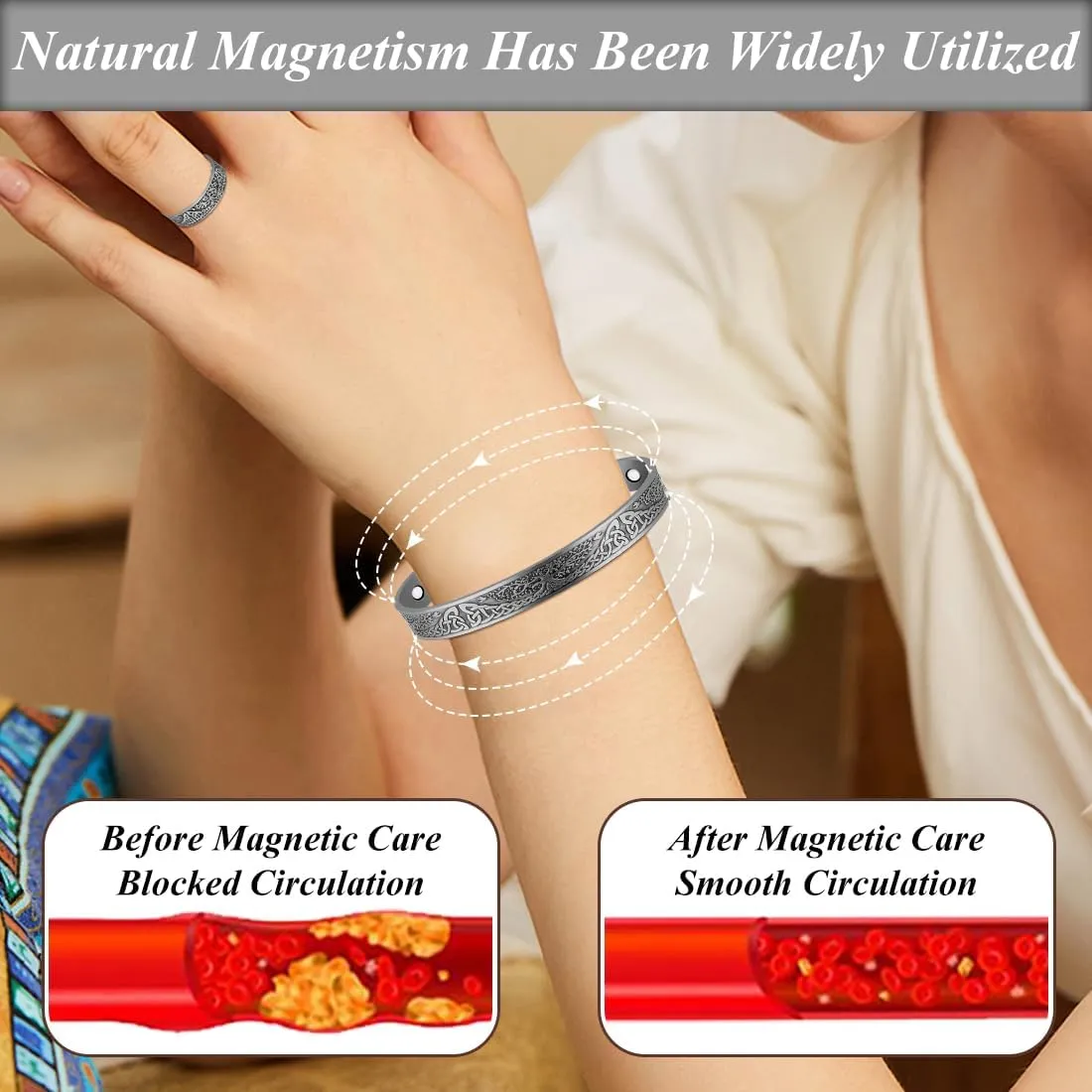 Vicmag Copper Magnetic Bracelet for Women Ultra Strength Magnetic Bracelets 99.9% Pure Copper Strong Magnets Gift Adjustable