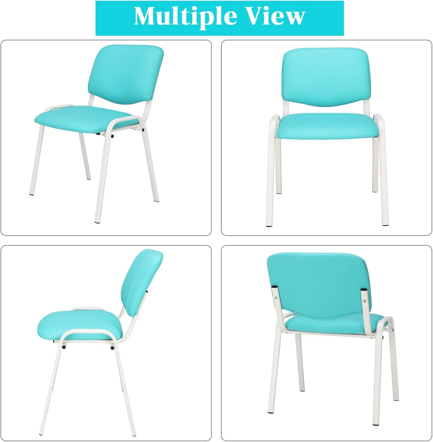VINGLI Blue Waiting Room & Office Chairs - 10-Pack Stackable PU Set for Church, Conference Room, Lobby & Guest Reception Area