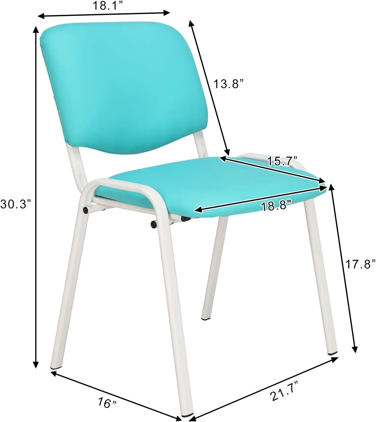 VINGLI Blue Waiting Room & Office Chairs - 10-Pack Stackable PU Set for Church, Conference Room, Lobby & Guest Reception Area