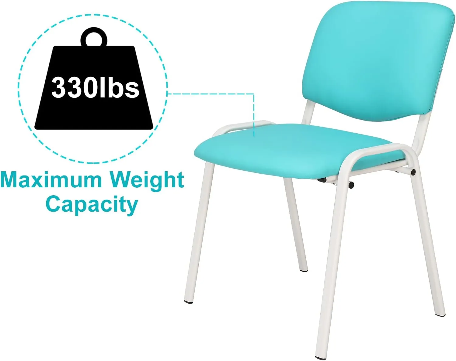 VINGLI Blue Waiting Room & Office Chairs - 10-Pack Stackable PU Set for Church, Conference Room, Lobby & Guest Reception Area