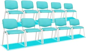 VINGLI Blue Waiting Room & Office Chairs - 10-Pack Stackable PU Set for Church, Conference Room, Lobby & Guest Reception Area