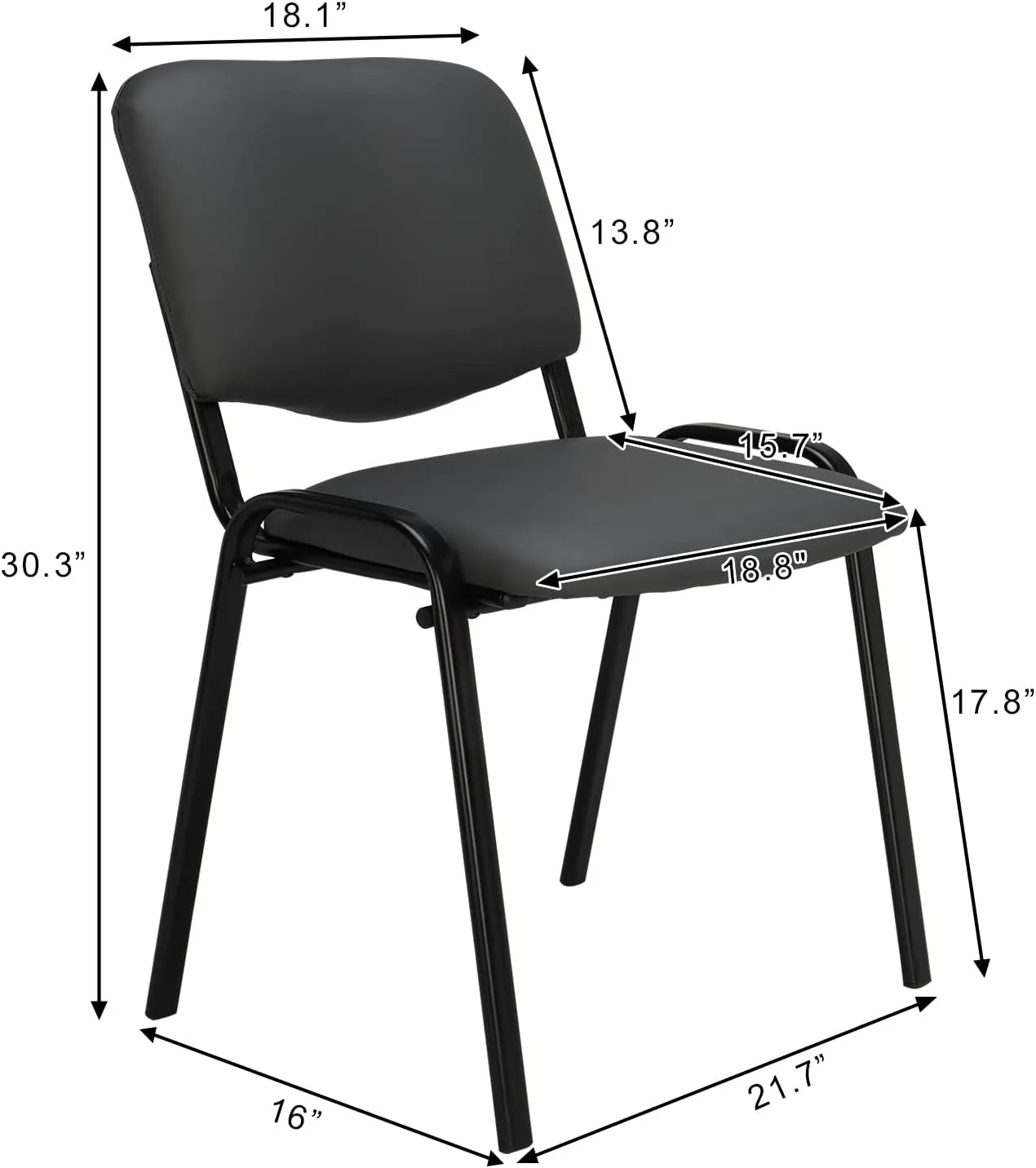VINGLI Grey Waiting Room Chairs - 10-Pack PU Stackable Chairs Set for Conference Rooms, Offices & Lobbies, Simple & Space-Saving