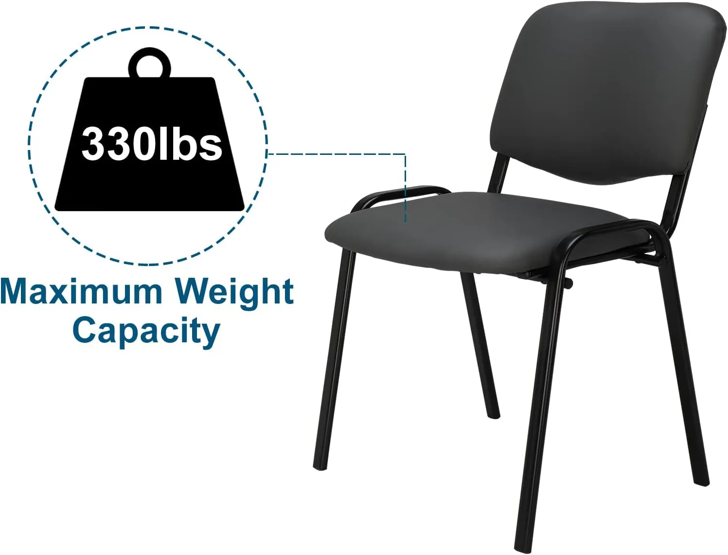 VINGLI Grey Waiting Room Chairs - 10-Pack PU Stackable Chairs Set for Conference Rooms, Offices & Lobbies, Simple & Space-Saving