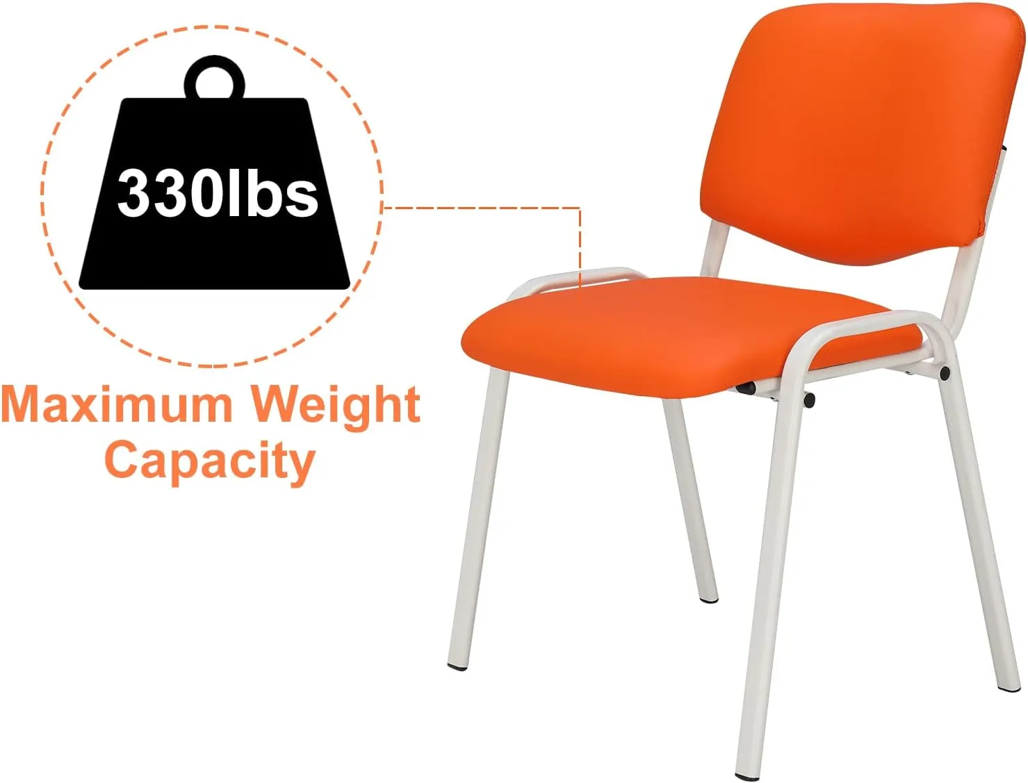 VINGLI Orange 10-Pack PU Stackable Chairs Set for Waiting Room, Church, Conference, Office Guest & Reception, Meeting, Lobby - Simple & Space-Saving