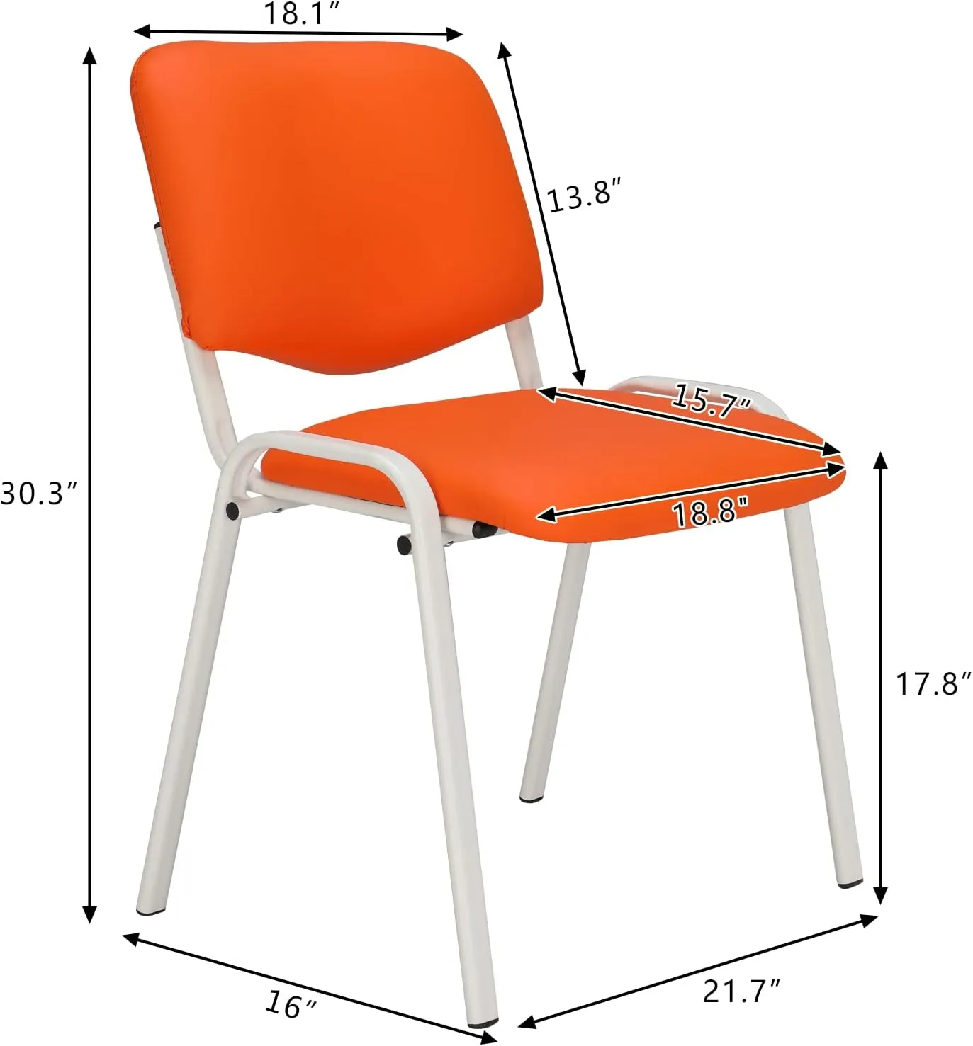 VINGLI Orange 10-Pack PU Stackable Chairs Set for Waiting Room, Church, Conference, Office Guest & Reception, Meeting, Lobby - Simple & Space-Saving