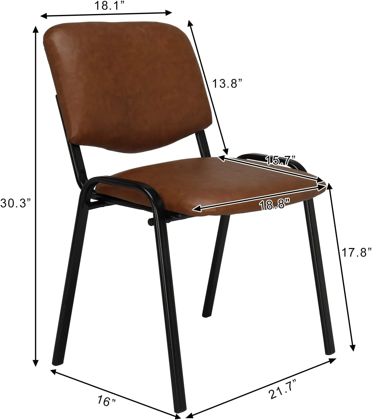 VINGLI Rustic Waiting Room Chairs: 10-pack PU Stackable Church & Office Chairs for Conference Room, Reception, & Lobby