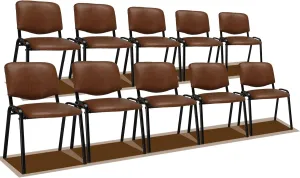 VINGLI Rustic Waiting Room Chairs: 10-pack PU Stackable Church & Office Chairs for Conference Room, Reception, & Lobby