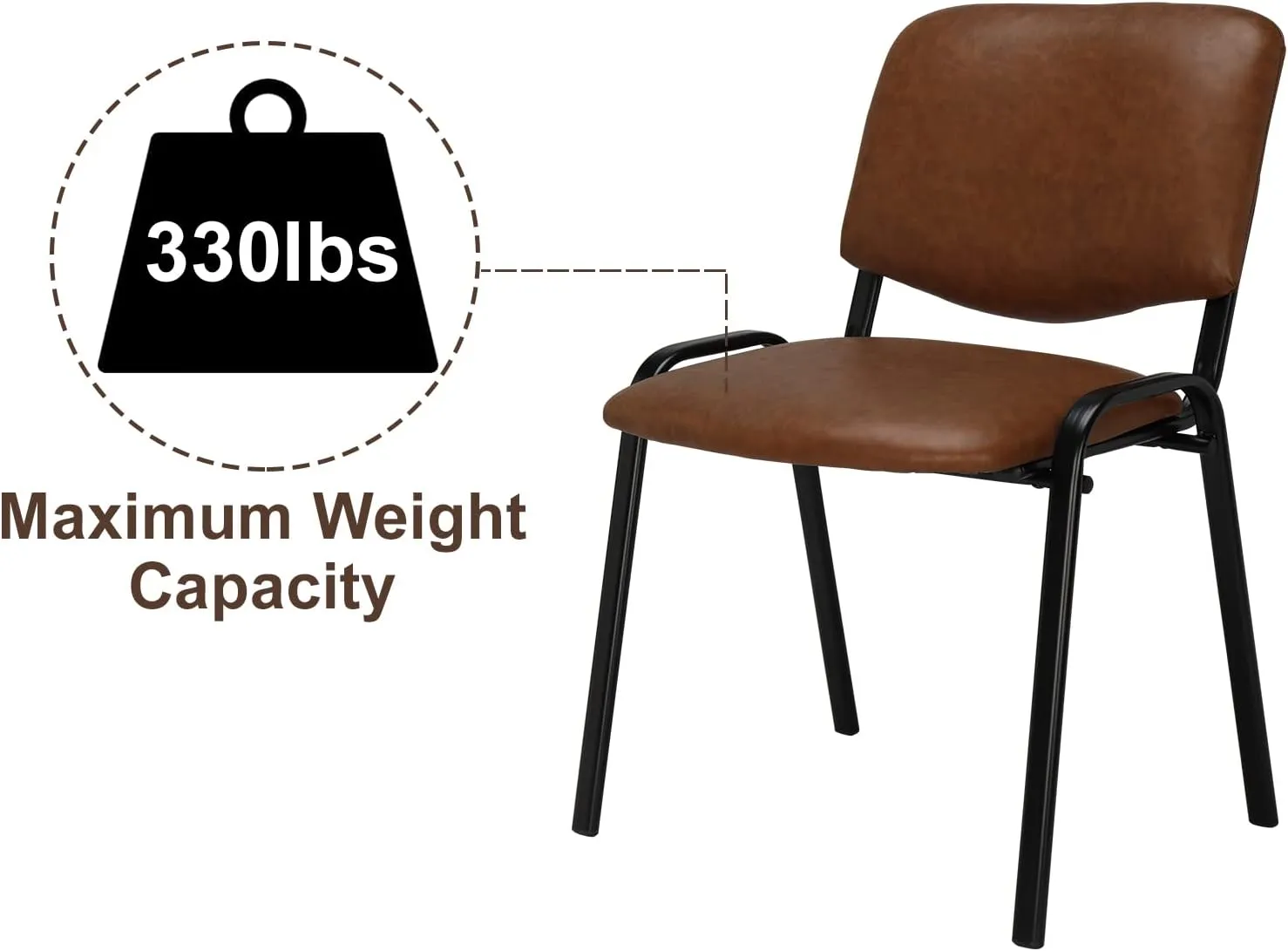 VINGLI Rustic Waiting Room Chairs: 10-pack PU Stackable Church & Office Chairs for Conference Room, Reception, & Lobby