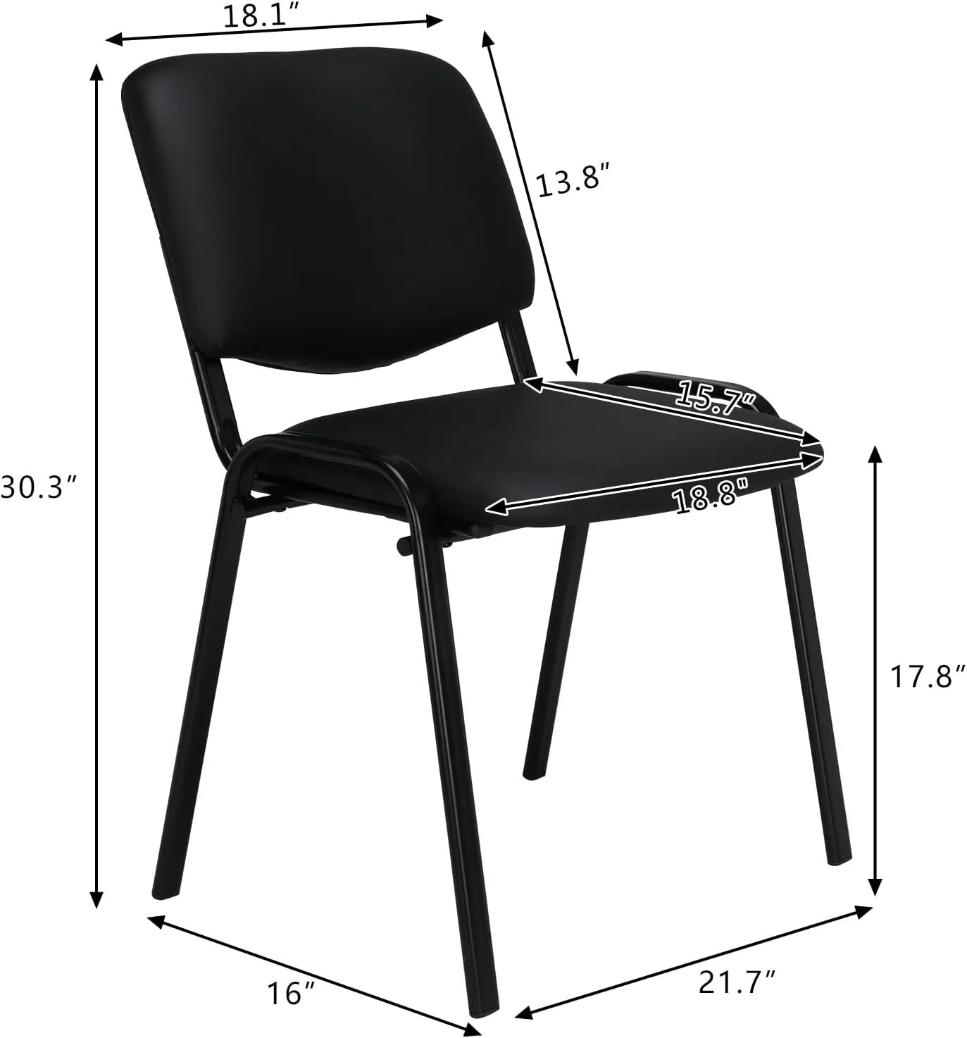 VINGLI Waiting Room Chairs, 10-Pack PU Church Chairs Conference Stackable Set, Office Guest & Reception Stacking for Meeting Room, Lobby, Simple&Space-Saving, Pu-black