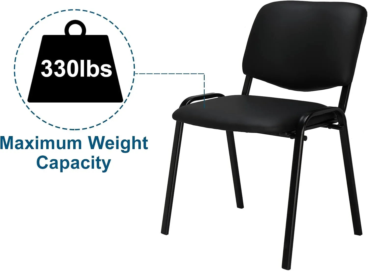 VINGLI Waiting Room Chairs, 10-Pack PU Church Chairs Conference Stackable Set, Office Guest & Reception Stacking for Meeting Room, Lobby, Simple&Space-Saving, Pu-black