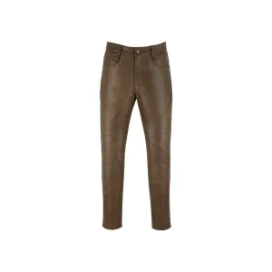 Vintage Distressed Brown Leather Trousers