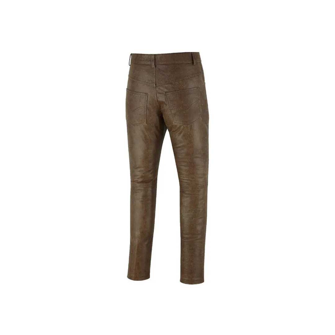 Vintage Distressed Brown Leather Trousers