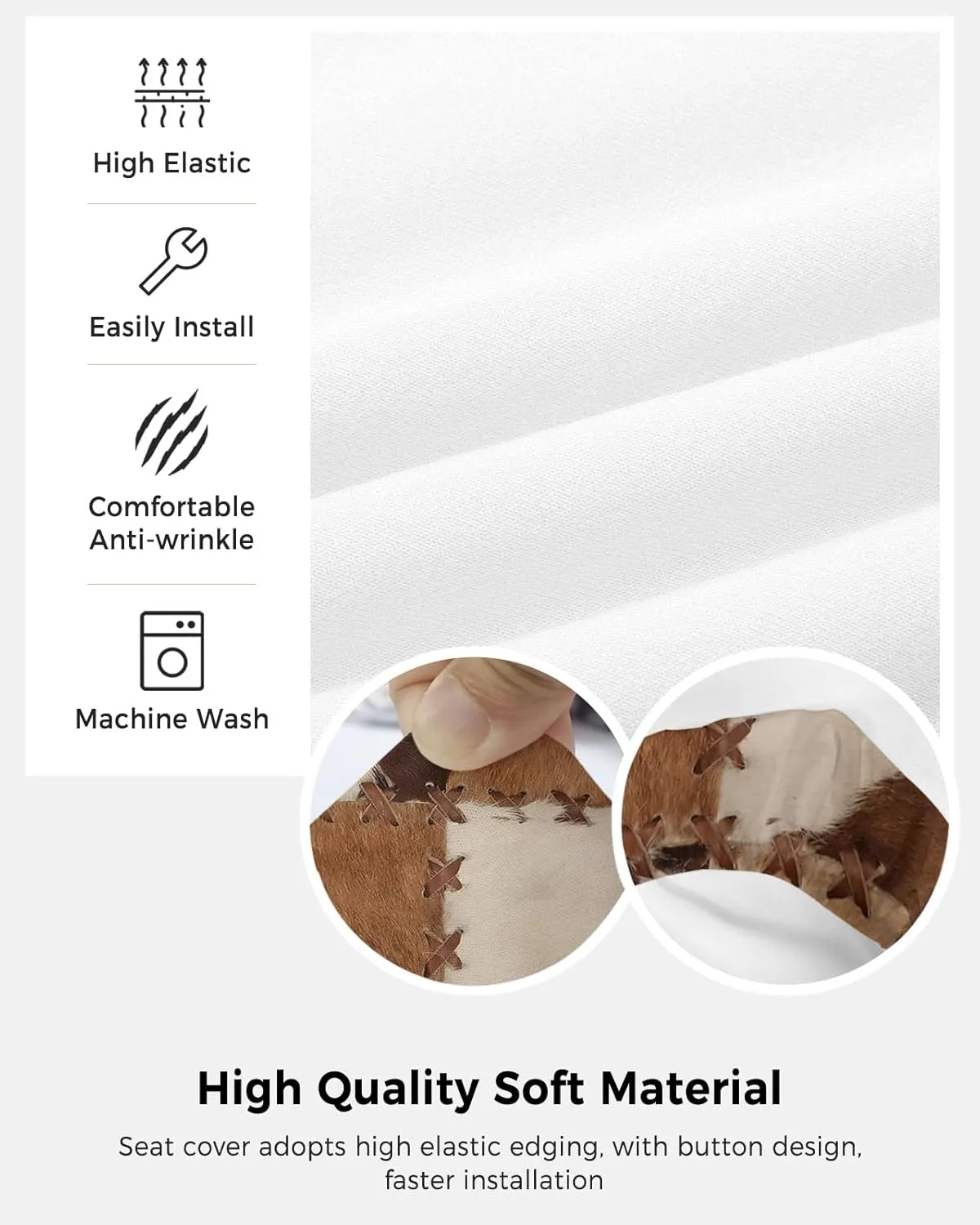 Vintage Leather Office Chair Covers 2 Piece, Abstract Cowhide Plaid Stretch Computer Chair Cover Universal Rotating Desk Chair Covers Washable Chair Seat Cover Back Chair Slipcover Protector