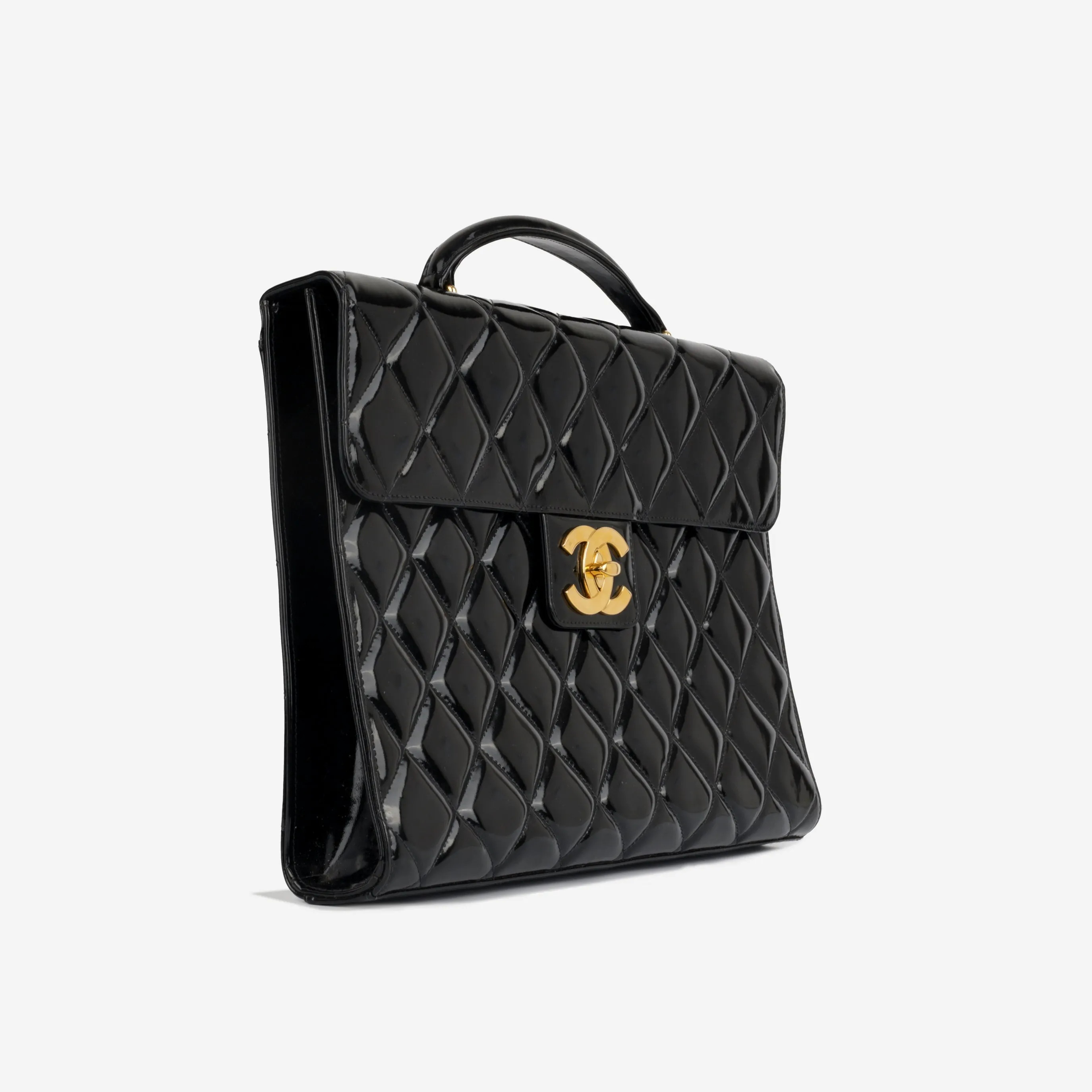 Vintage Portfolio Briefcase - Black Patent