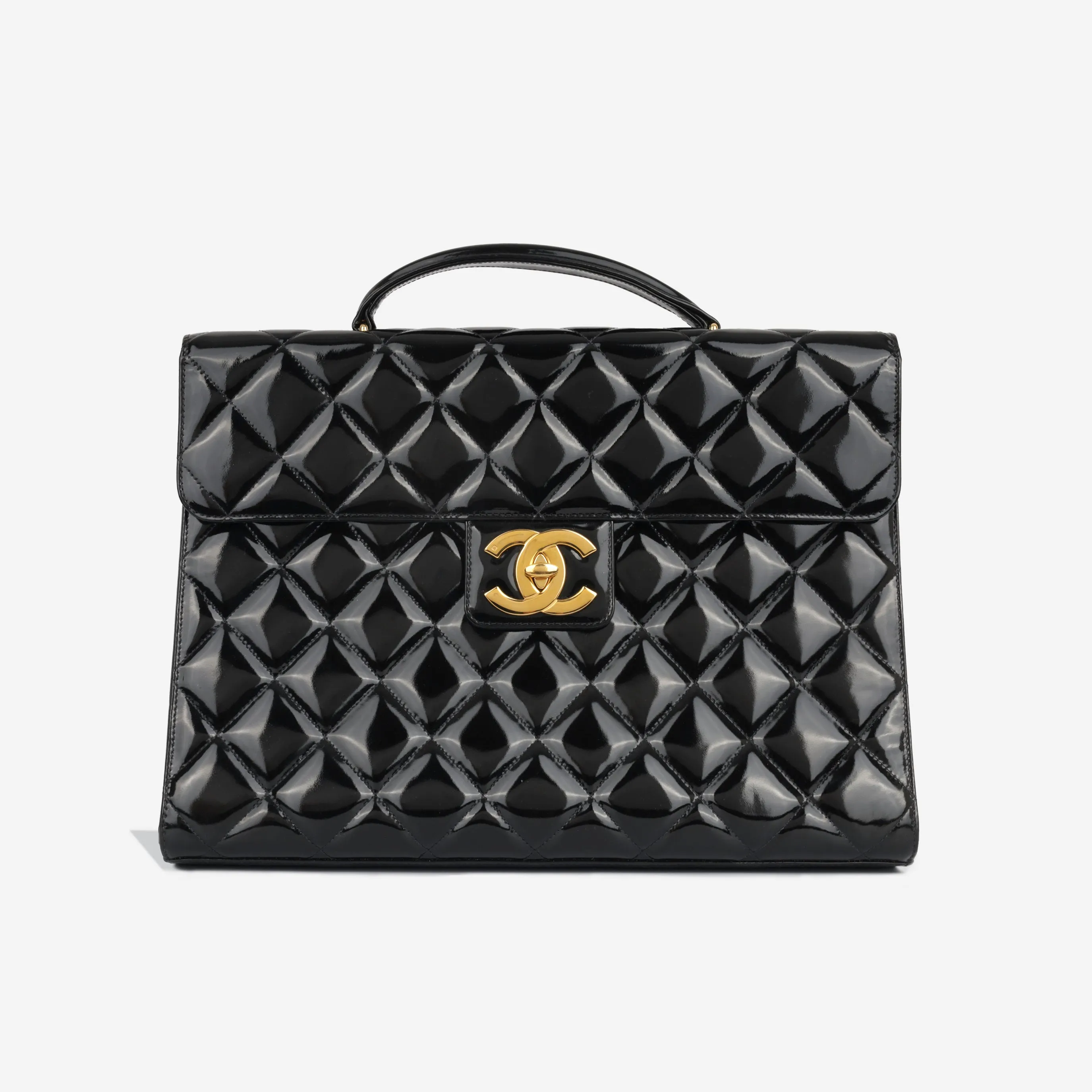 Vintage Portfolio Briefcase - Black Patent