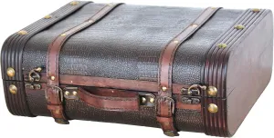Vintiquewise(TM) Decorative Wooden Leather Suitcase