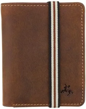 Visconti Arrow Elastic Closure Bi Fold Real Leather Wallet Card Holder RFID (Oil Tan BN2), Oil Tan, Rustic