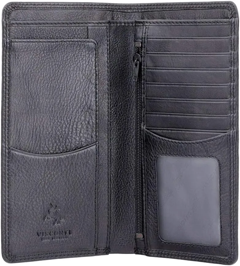 Visconti Heritage-12 Soft Leather Checkbook Wallet (Brown) (Black)