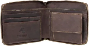 VISCONTI Men's Zip Around RFID Wallet, Oil Brown