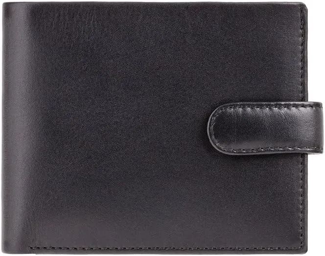 Visconti Parma PM-100 Mens Classic Bi-fold Coin Pouch Wallet (Black/Cobalt)
