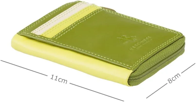 Visconti RB110 Phi Phi Womens Leather Slim ID Credit Card Holder Wallet/Purse (Green Multi)