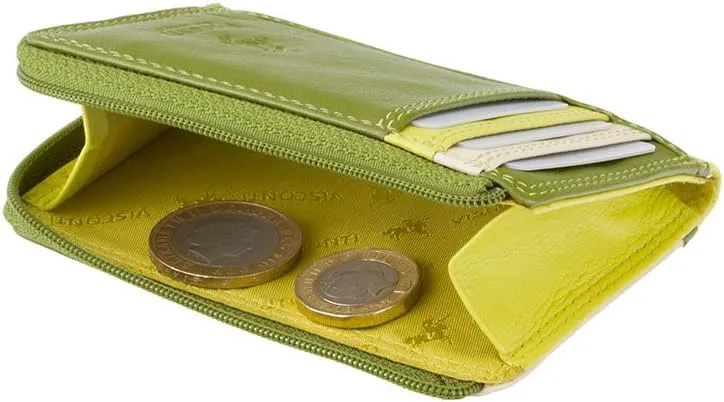 Visconti RB110 Phi Phi Womens Leather Slim ID Credit Card Holder Wallet/Purse (Green Multi)